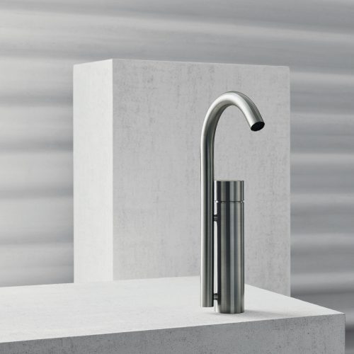West One Bathrooms AA 27 High washbasin mixer  brushed stainless steel 20181882 1