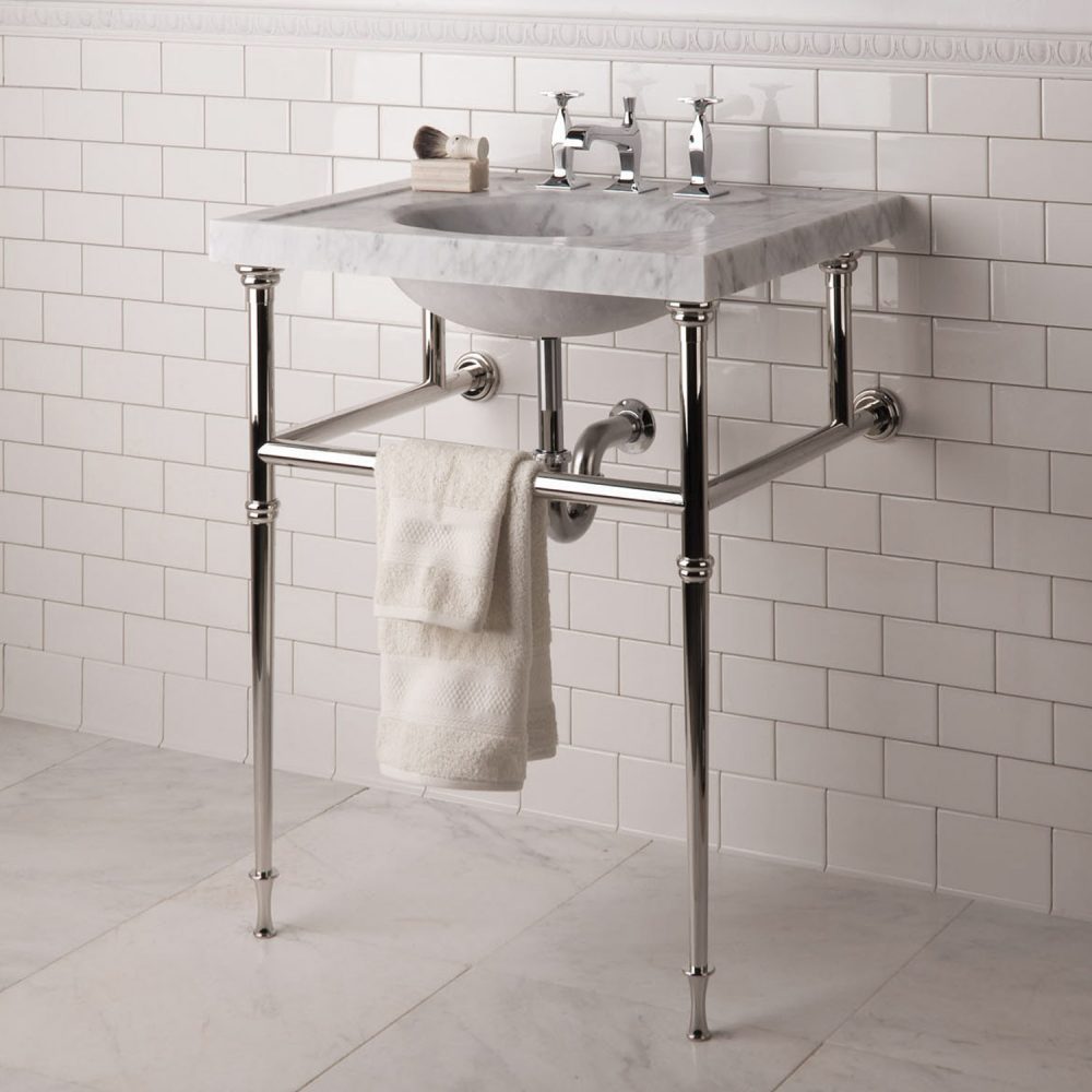 Ventus Bath Sink with Folded Metal Tray, Stone Forest