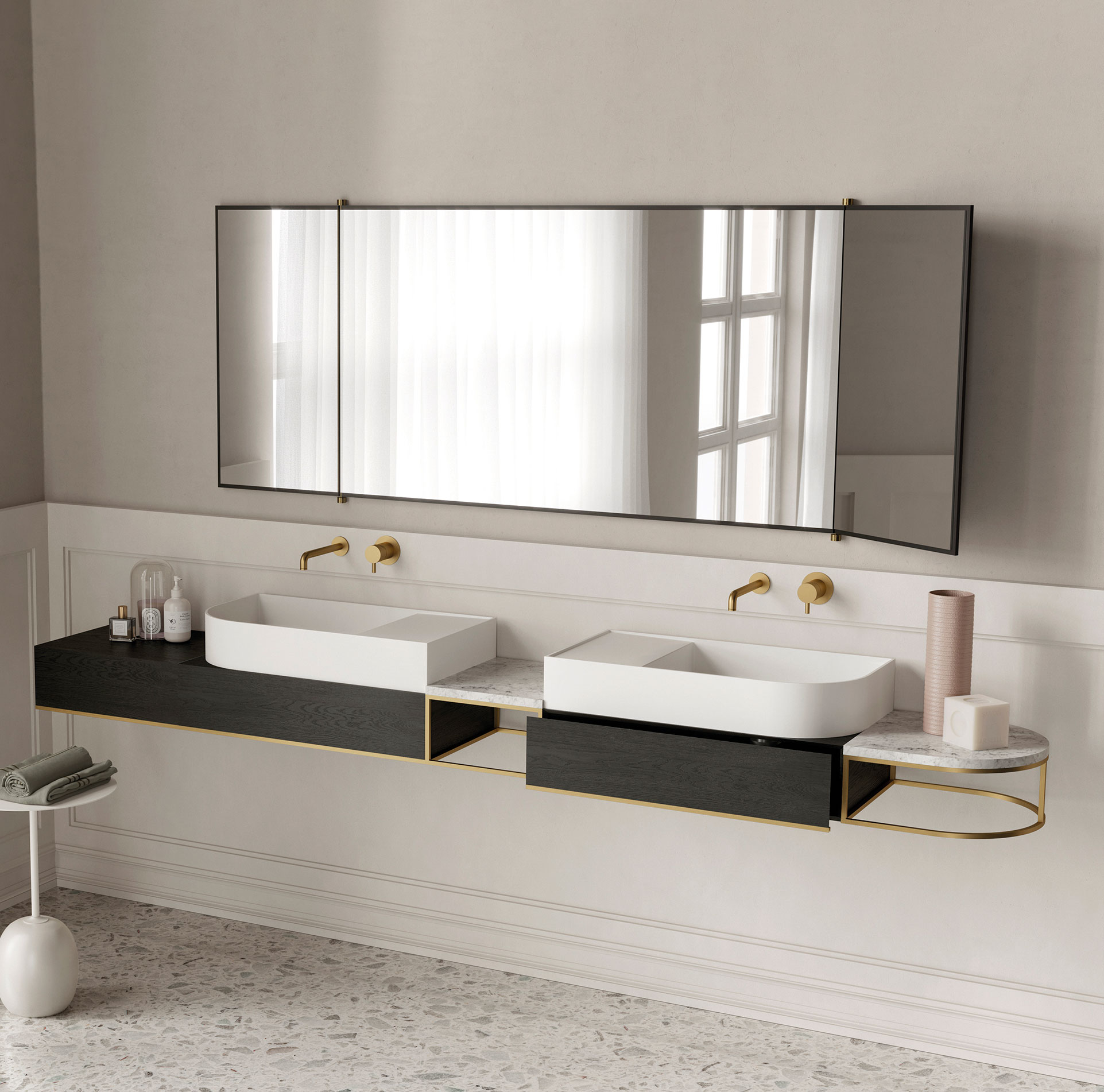 Nouveau Double Wall-mounted Console