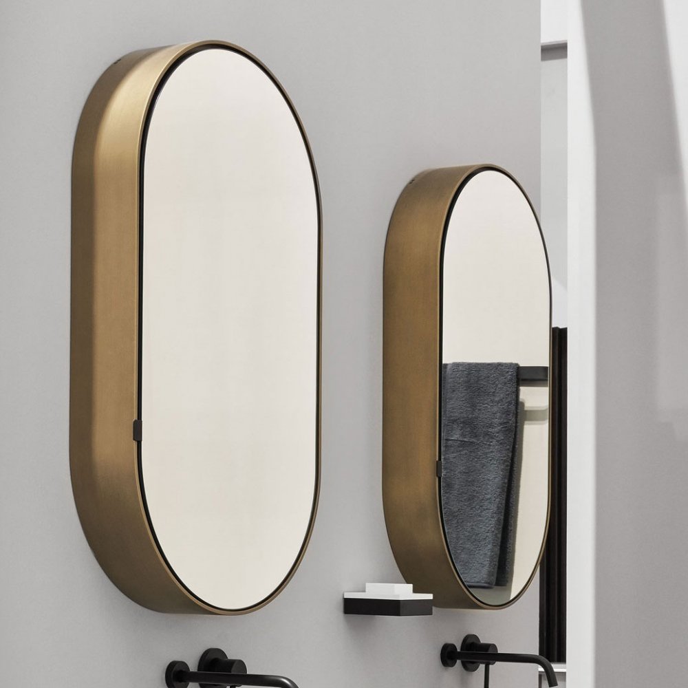 Recessed round deals mirror cabinet