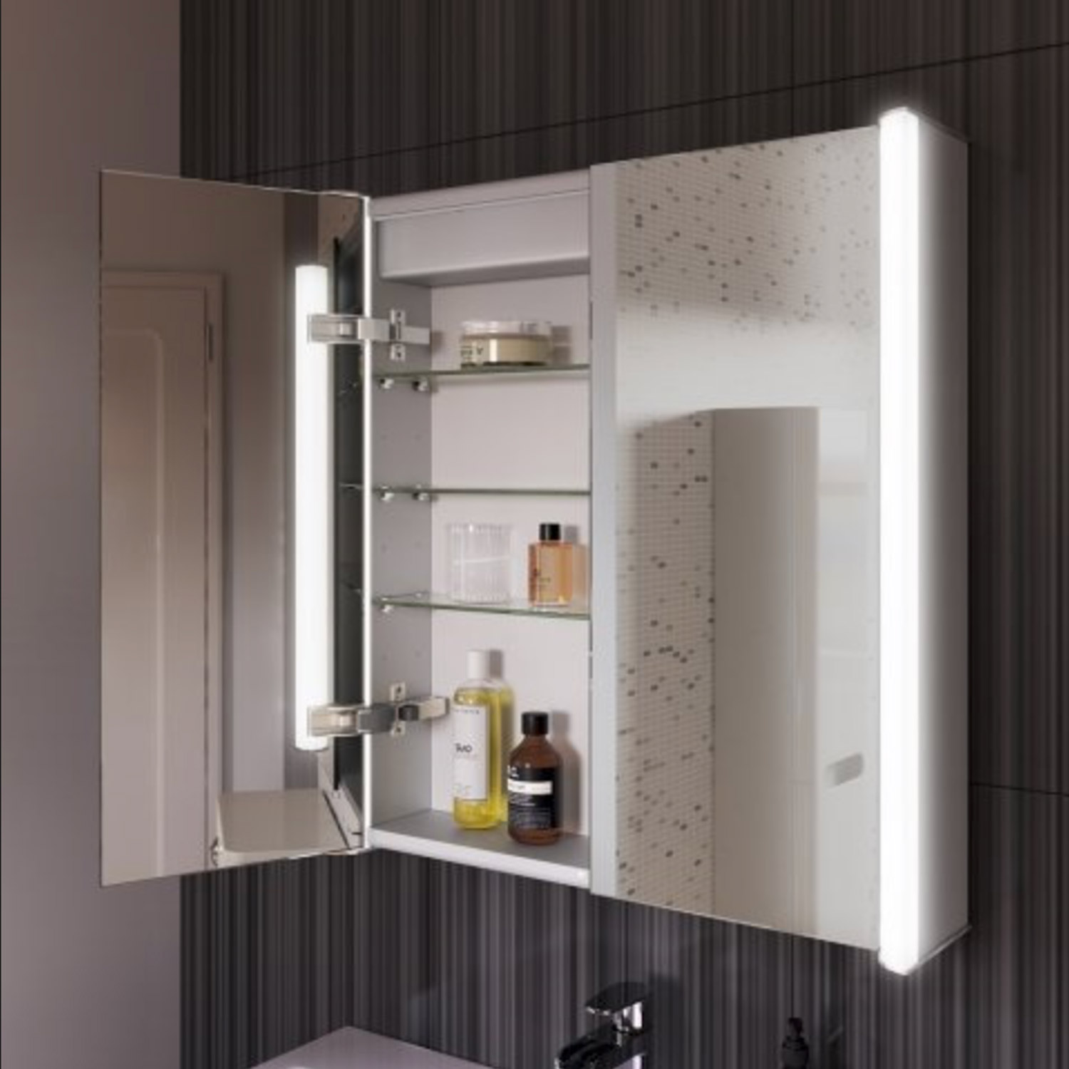 Crosswater Duo 800mm Illuminated Mirror Cabinet