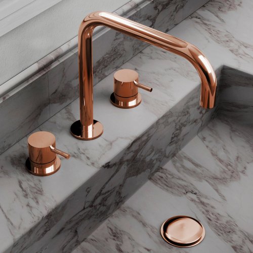 West One Bathrooms Polished Copper 3 hole basin mixer