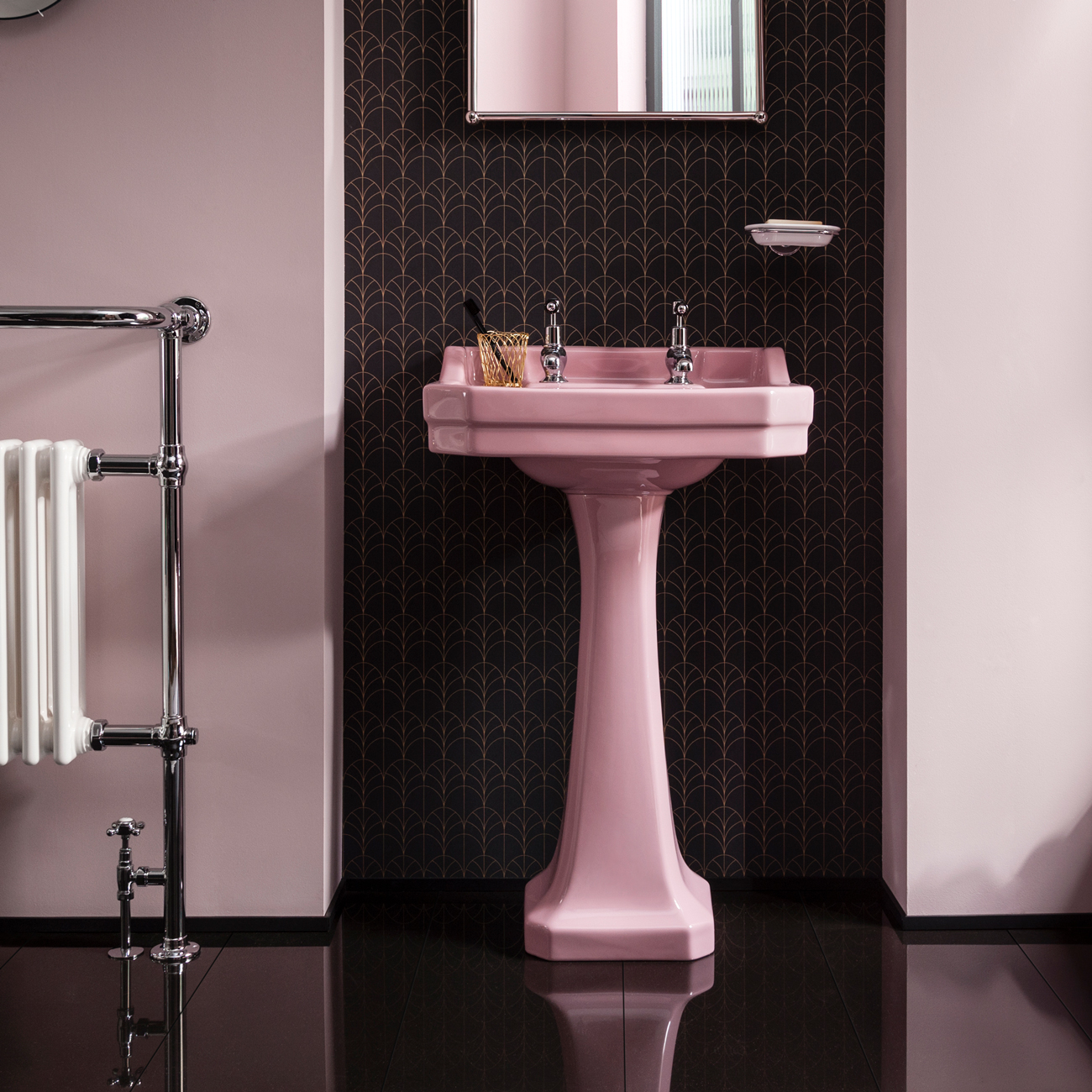 Gorgeous pink pedestal sink for sale Bespoke Confetti Pink Edwardian Basin Wall Mounted Pedestal Basins