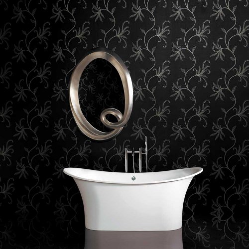 West One Bathrooms AB Aegean Bath White Mirror Black Wallpaper