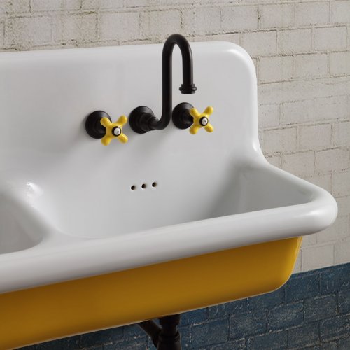 West One Bathrooms  Broadway Basin Mixer Black Yellow 4J3A9855