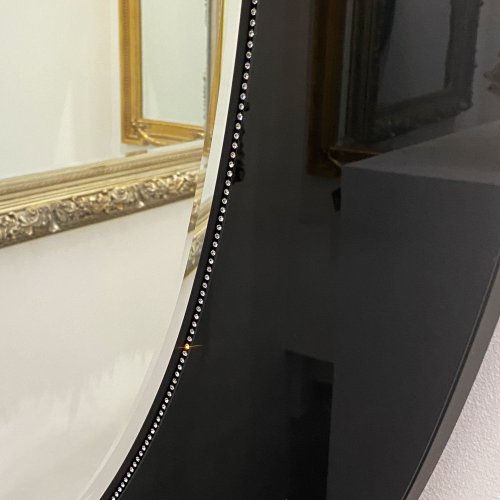 West One Bathrooms Mayfair Mirror 10 Deknudt Black Oval with Crystals