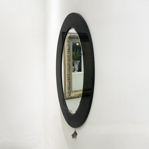 West One Bathrooms Mayfair Mirror 9 Deknudt Black Oval with Crystals