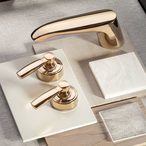 West One Bathrooms One hundred collection T10K14 basin mixer with luxe levers in Antique gold