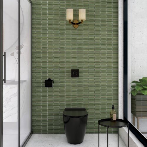 West One Bathrooms – Bamboo Lustre Porcelain Mosaic Satin Avocado 1