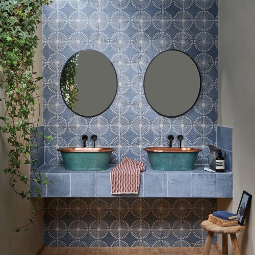 West One Bathrooms Marlborough Tetbury Terracotta and Cuba Vedado Blue & Indigo Blue Field (2)