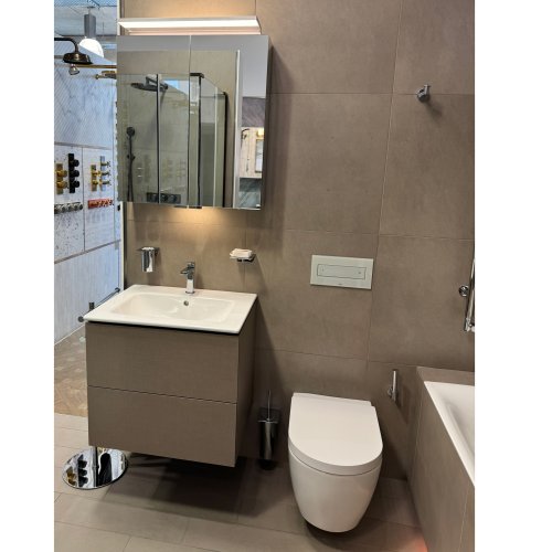 WOB Duravit 620mm Vanity Unit & Keuco Illuminated Mirror Cabinet Set V4