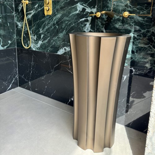 West One Bathrooms Glass Design Kolonna bronze basin 01