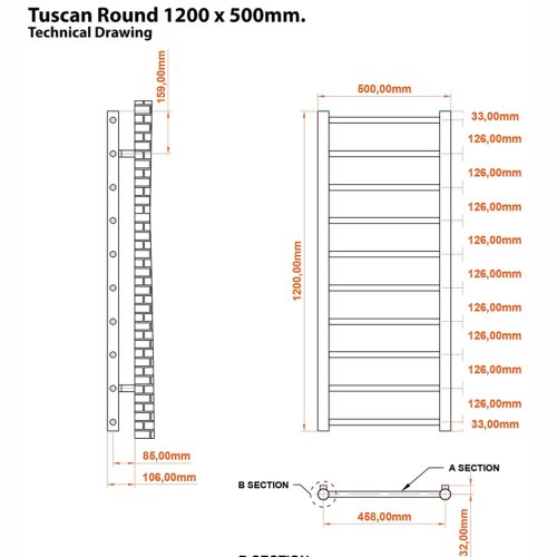 WOB Tuscan Towel Rail Technical