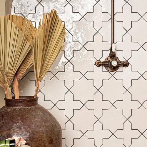 West One Bathrooms – riad fez porcelain star cross white 1