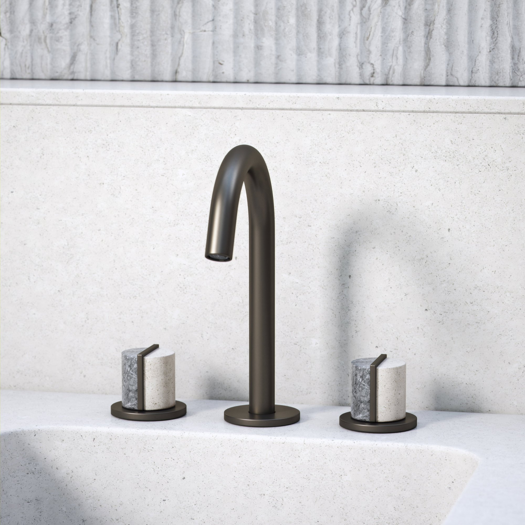 WOB – 00186RL M103 Deck Mounted Basin Tap in Dark Bronze Grey Moon Sand Stone