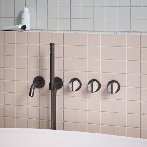 WOB – 00187RL M305 Wall Mounted Bath Tap in Dark Bronze Aqua Marine Pink Sand