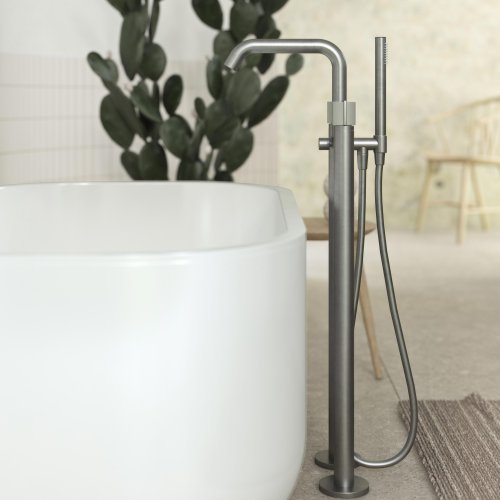 WOB – 00257RL M307 Floor Mounted Bath Mixer in Silver Steel Almost Harvest Almost Harvest