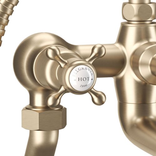 West One Bathrooms Crosswater Belgravia Brushed Brass Deck Mounted Bath Shower Mixer 1