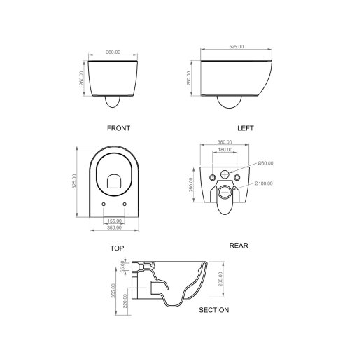 West One Bathrooms Jofel wall hung wc technical lkwcso