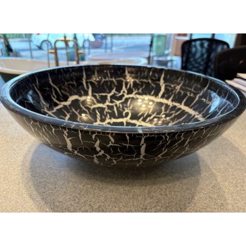 Glass Designs Basin Black and Silver