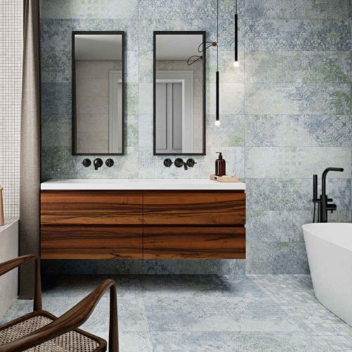 West One Bathrooms bohemian bano azul patrones decorativo rect big