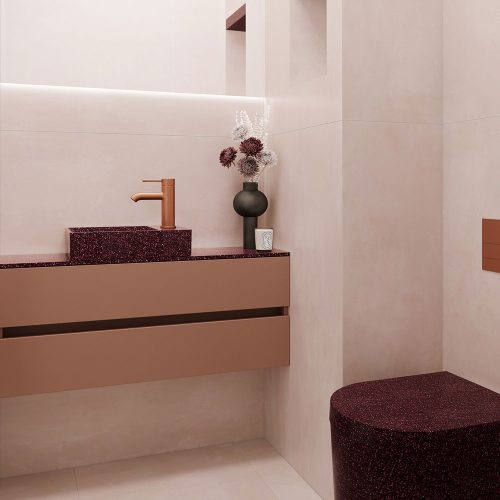 West One Bathrooms Woodio C40S Berry lifestyle RIGHT