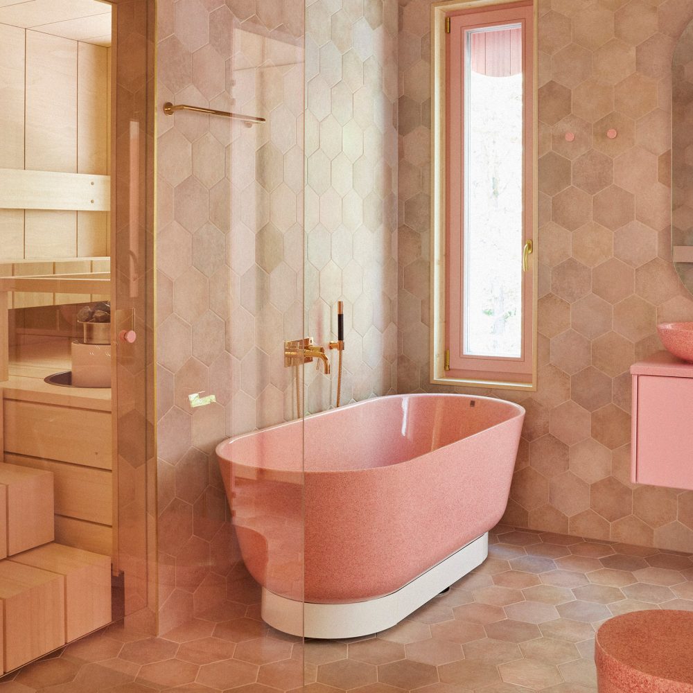 West One Bathrooms Woodio Pink Bath